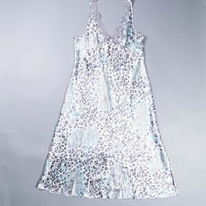 Blue Patterned Slip | Vintage Jones New York Maxi Slip with Adjustable Straps
